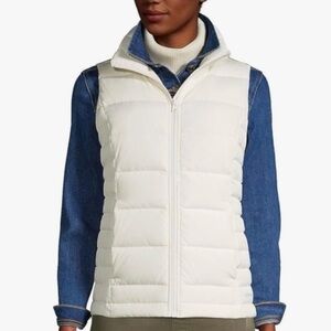 Lands' End Women's Ivory Down Puffer Vest Winter Casual M, LP, 1X
